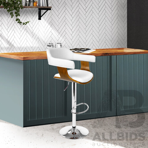 Wooden Swivel Bar Stool - White - Free Shipping