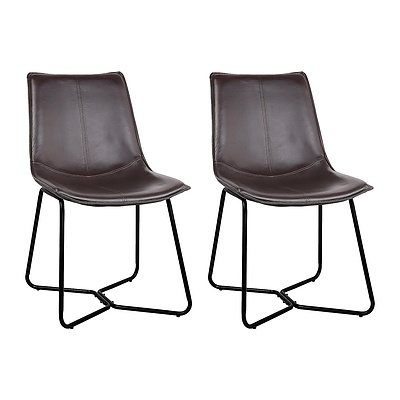 Set of 2 PU Leather Dining Chair - Walnut - Brand New - Free Shipping
