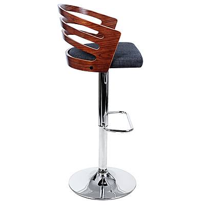 Wooden Bar Stool with Fabric Seat - Dark Grey - Free Shipping