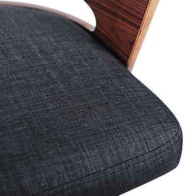 Wooden Bar Stool with Fabric Seat - Dark Grey - Free Shipping