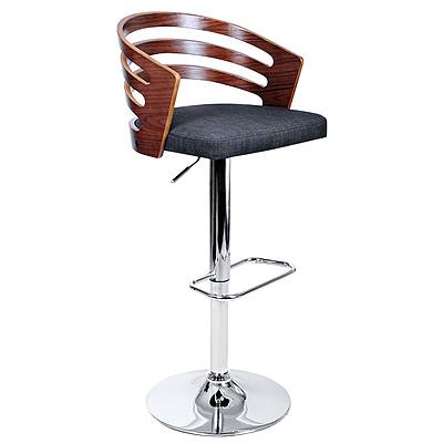 Wooden Bar Stool with Fabric Seat - Dark Grey - Free Shipping