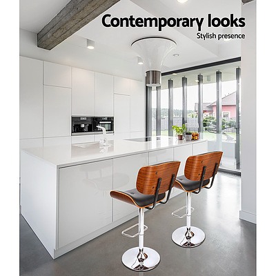 Wooden Bar Stool Gas Lift - Black - Free Shipping