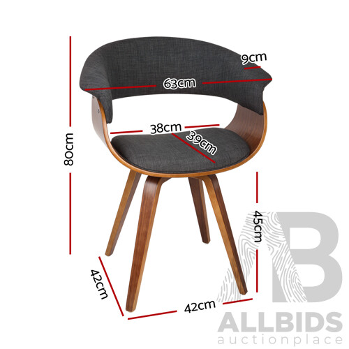 Timber Wood and Fabric Dining Chair - Charcoal - Brand New - Free Shipping