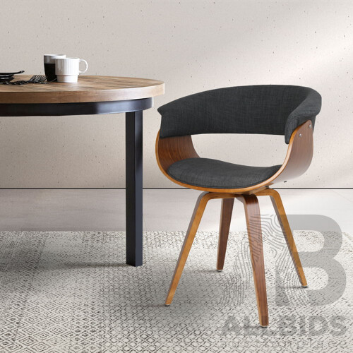 Timber Wood and Fabric Dining Chair - Charcoal - Brand New - Free Shipping