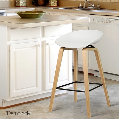 Set of 2 Wooden Backless Bar Stool - White - Free Shipping