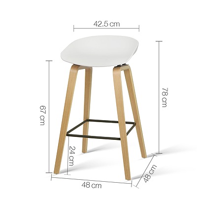 Set of 2 Wooden Backless Bar Stool - White - Free Shipping