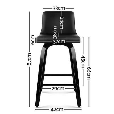 Set of 2 Walnut Wooden Bar Stool - Black and Walnut - Brand New - Free Shipping