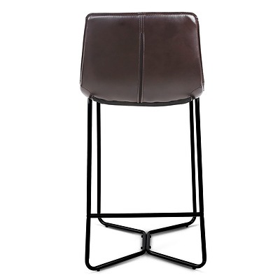 Set of 2 Bonded Leather Barstool - Black - Free Shipping