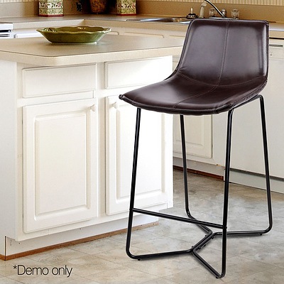 Set of 2 Bonded Leather Barstool - Black - Free Shipping