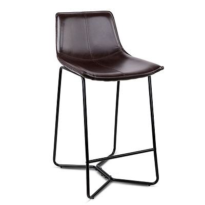 Set of 2 Bonded Leather Barstool - Black - Free Shipping