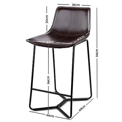 Set of 2 Bonded Leather Barstool - Black - Free Shipping