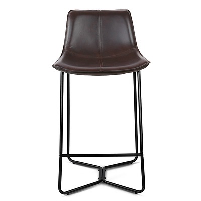 Set of 2 Bonded Leather Barstool - Black - Free Shipping
