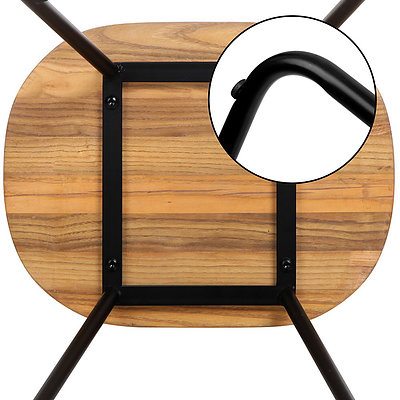 Set of 2 Wooden Backless Bar Stools - Natural