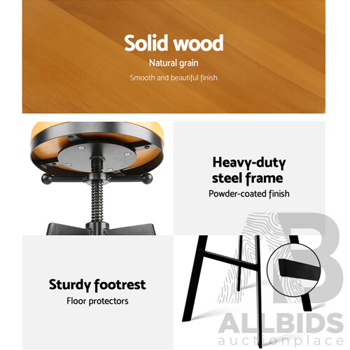 Adjustable Height Swivel Bar Stool - Black and Wood - Brand New - Free Shipping