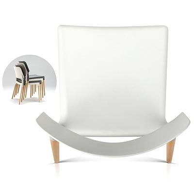Set of 4 Wooden Stackable Dining Chairs - White - Free Shipping