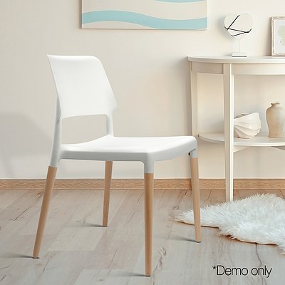 Set of 4 Wooden Stackable Dining Chairs - White - Free Shipping