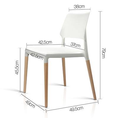 Set of 4 Wooden Stackable Dining Chairs - White - Free Shipping