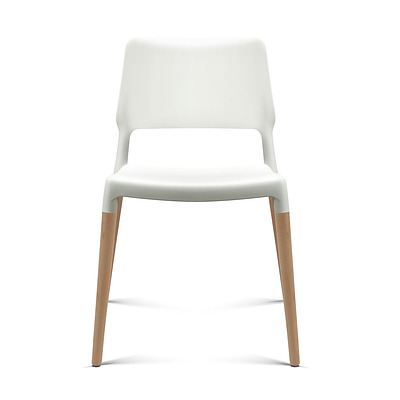 Set of 4 Wooden Stackable Dining Chairs - White - Free Shipping