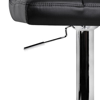 Set of 2 Swivel PU Leather Bar Stool - Black - Free Shipping