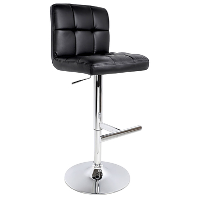 Set of 2 Swivel PU Leather Bar Stool - Black - Free Shipping