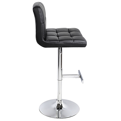 Set of 2 Swivel PU Leather Bar Stool - Black - Free Shipping