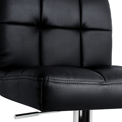 Set of 2 Swivel PU Leather Bar Stool - Black - Free Shipping