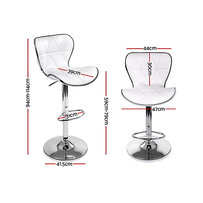 Set of 2 PU Leather Bar Stools - White - Brand New - Free Shipping