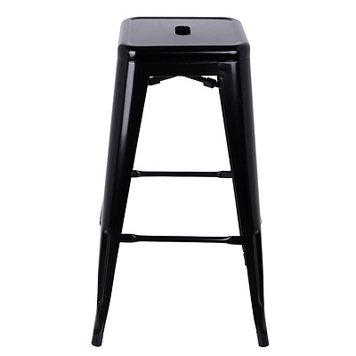 Set of 2 Steel Metal Backless Stool - Black - Free Shipping