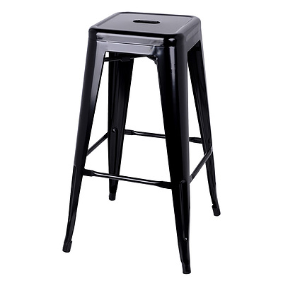 Set of 2 Steel Metal Backless Stool - Black - Free Shipping