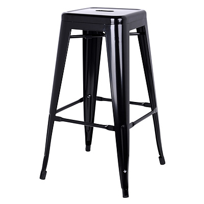 Set of 2 Steel Metal Backless Stool - Black - Free Shipping