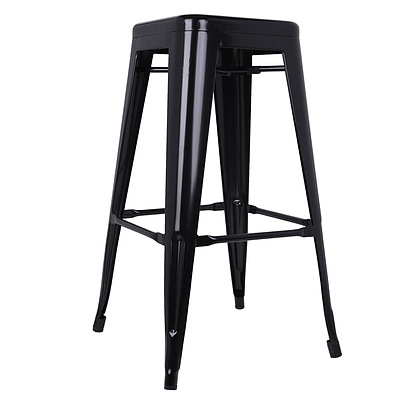 Set of 2 Steel Metal Backless Stool - Black - Free Shipping
