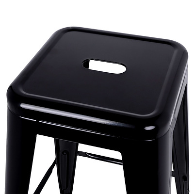 Set of 2 Steel Metal Backless Stool - Black - Free Shipping