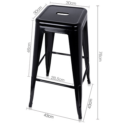 Set of 2 Steel Metal Backless Stool - Black - Free Shipping
