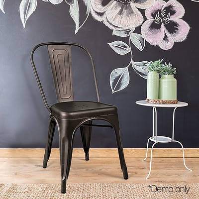 Set of 4 Metal Bar Stools - Gunmetal