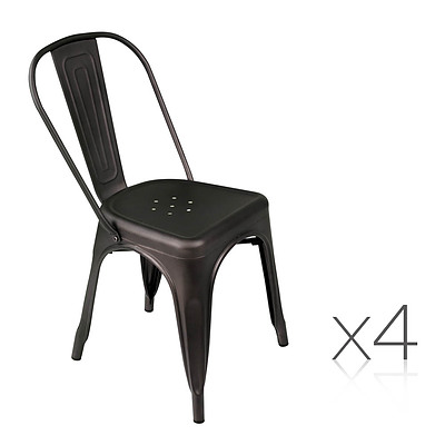 Set of 4 Metal Bar Stools - Gunmetal