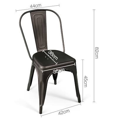 Set of 4 Metal Bar Stools - Gunmetal