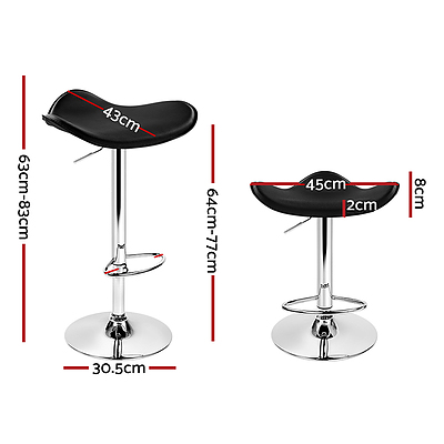 Set of 2 Gas Lift Bar Stools PU Leather - Black and Chrome - Brand New - Free Shipping