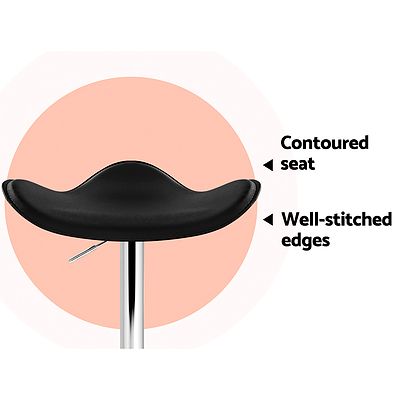 Set of 2 Gas Lift Bar Stools PU Leather - Black and Chrome - Brand New - Free Shipping