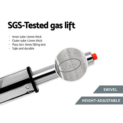 Set of 2 Gas Lift Bar Stools PU Leather - Black and Chrome - Brand New - Free Shipping