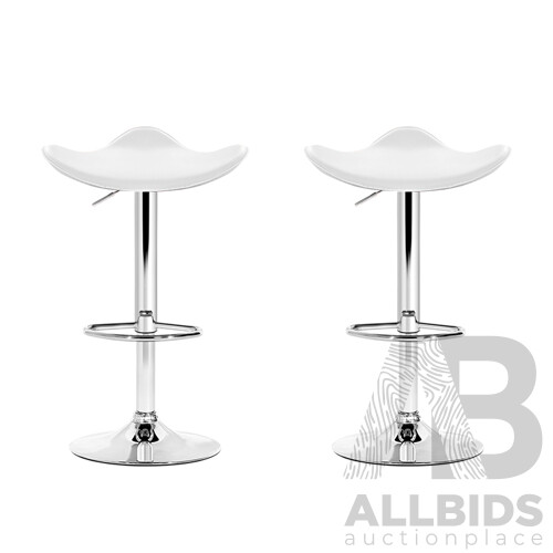 Set of 2 PU Leather Swivel Backless Bar Stool - White - Free Shipping - Brand New - Free Shipping