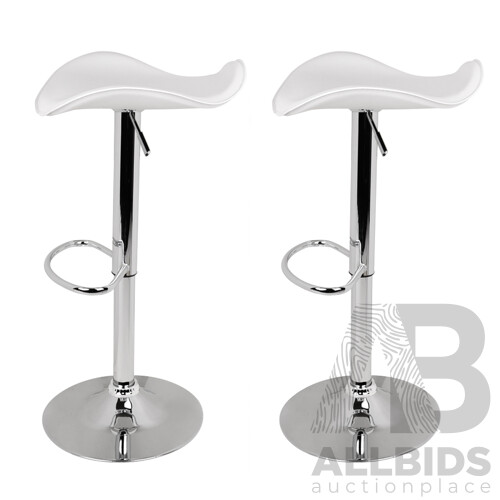 Set of 2 PU Leather Swivel Backless Bar Stool - White - Free Shipping - Brand New - Free Shipping