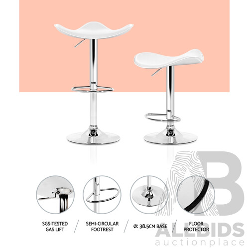 Set of 2 PU Leather Swivel Backless Bar Stool - White - Free Shipping - Brand New - Free Shipping