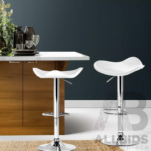 Set of 2 PU Leather Swivel Backless Bar Stool - White - Free Shipping - Brand New - Free Shipping