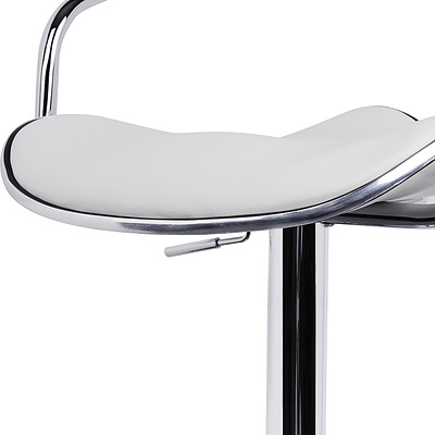 Set of 2 PU Leather Bar Stool - White - Free Shipping