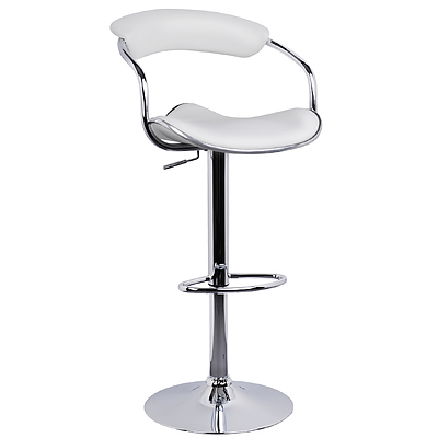 Set of 2 PU Leather Bar Stool - White - Free Shipping