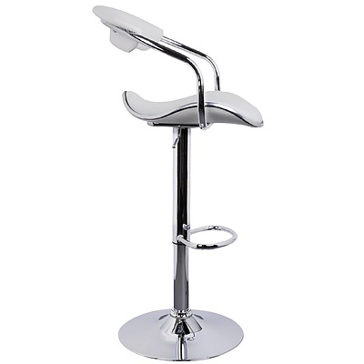 Set of 2 PU Leather Bar Stool - White - Free Shipping