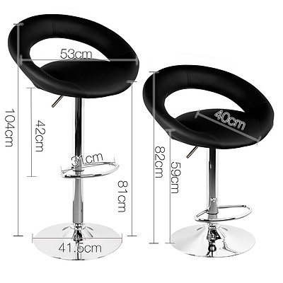 Set of 2 PU Leather Bar Stool - Black - Brand New - Free Shipping