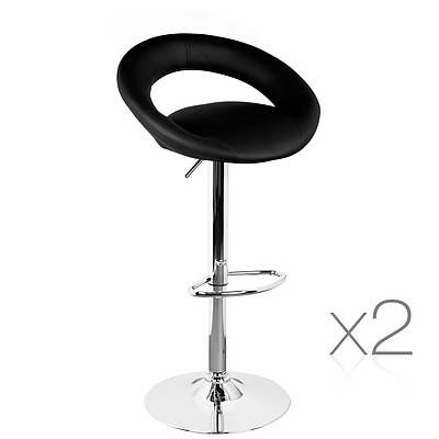 Set of 2 PU Leather Bar Stool - Black - Brand New - Free Shipping