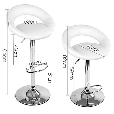 Set of 2 PU Leather Bar Stool - White - Brand New - Free Shipping