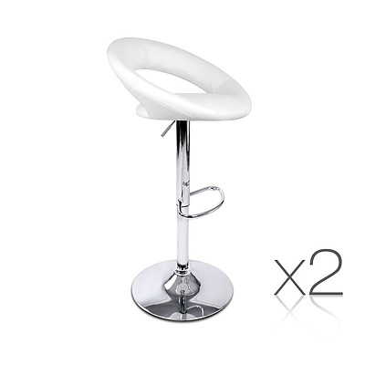 Set of 2 PU Leather Bar Stool - White - Brand New - Free Shipping
